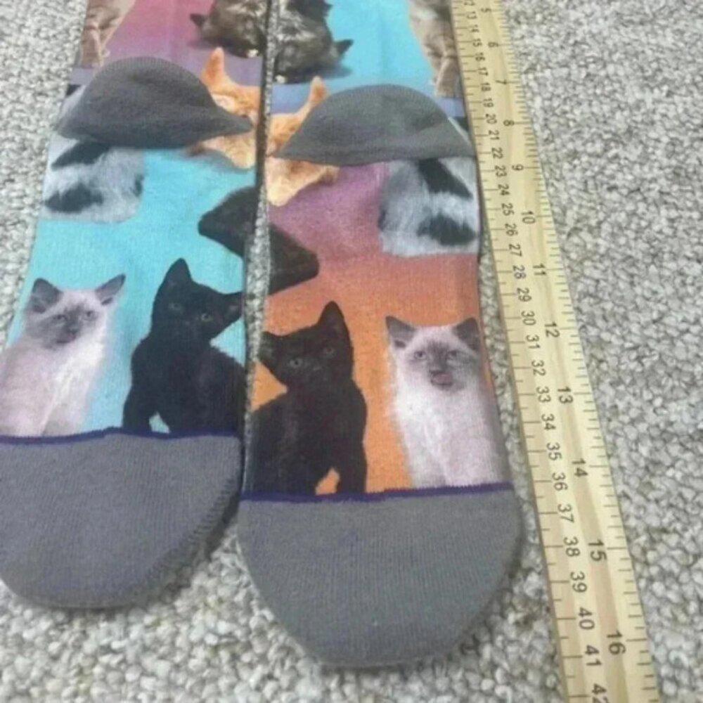 Cat Silver Tabby Socks Full Body Fun Novelty Dress Casual Unisex SOX Kitten Pet - Picture 3 of 3